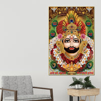 Khatu Shyam Ji Face Canvas Painting | Devotional Hindu Wall Art for Living Room