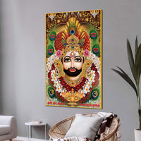 Khatu Shyam Ji Face Canvas Painting | Devotional Hindu Wall Art for Living Room