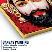 Khatu Shyam Ji Red Background Canvas Painting | Devotional Wall Art