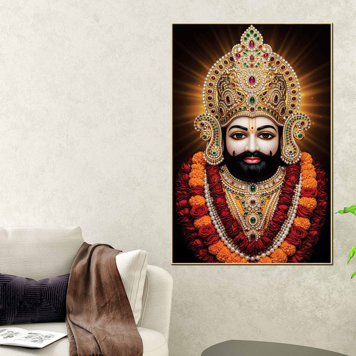Khatu Shyam Ji Sacred Devotional Canvas Wall Painting | Spiritual Home Decor