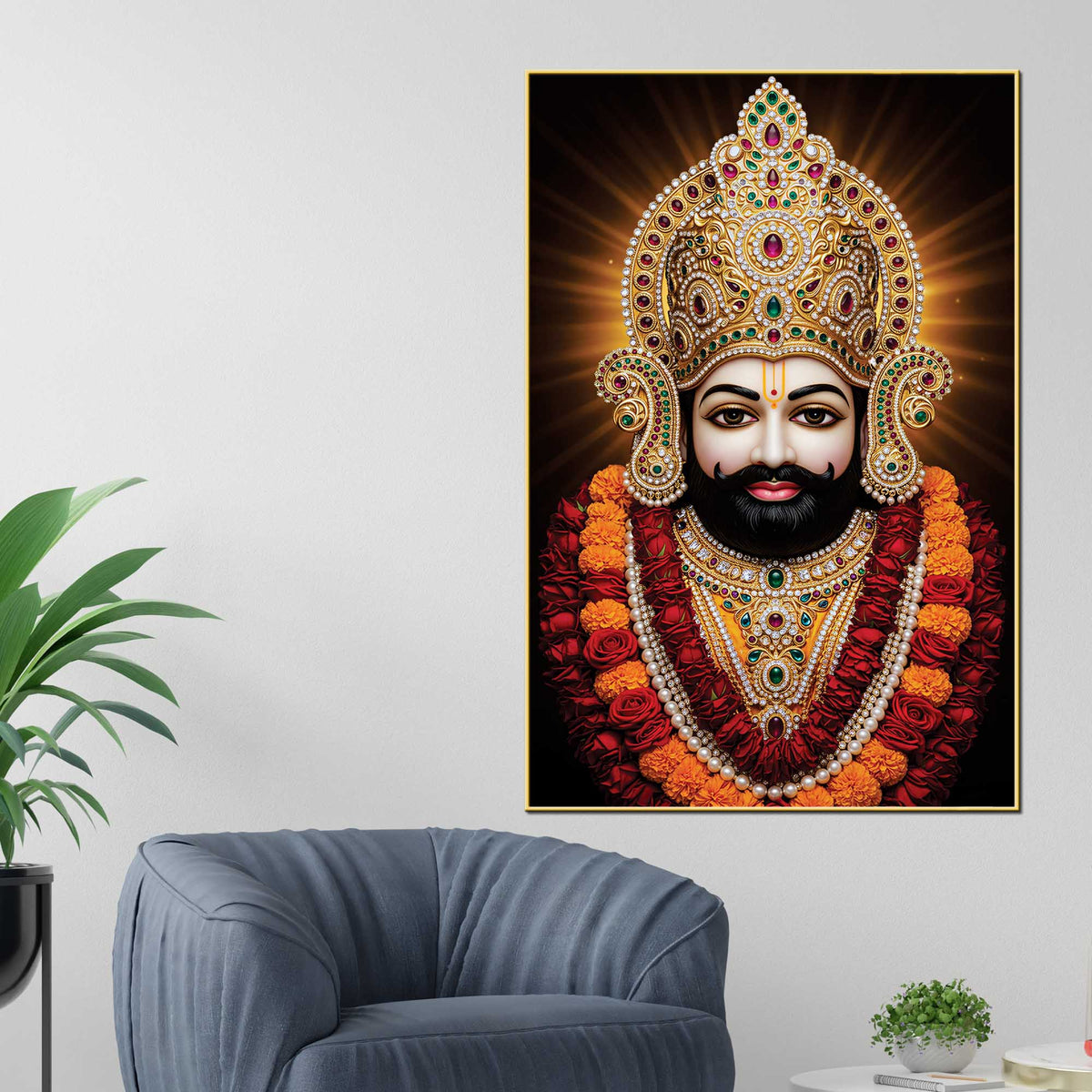 Khatu Shyam Ji Sacred Devotional Canvas Wall Painting | Spiritual Home Decor