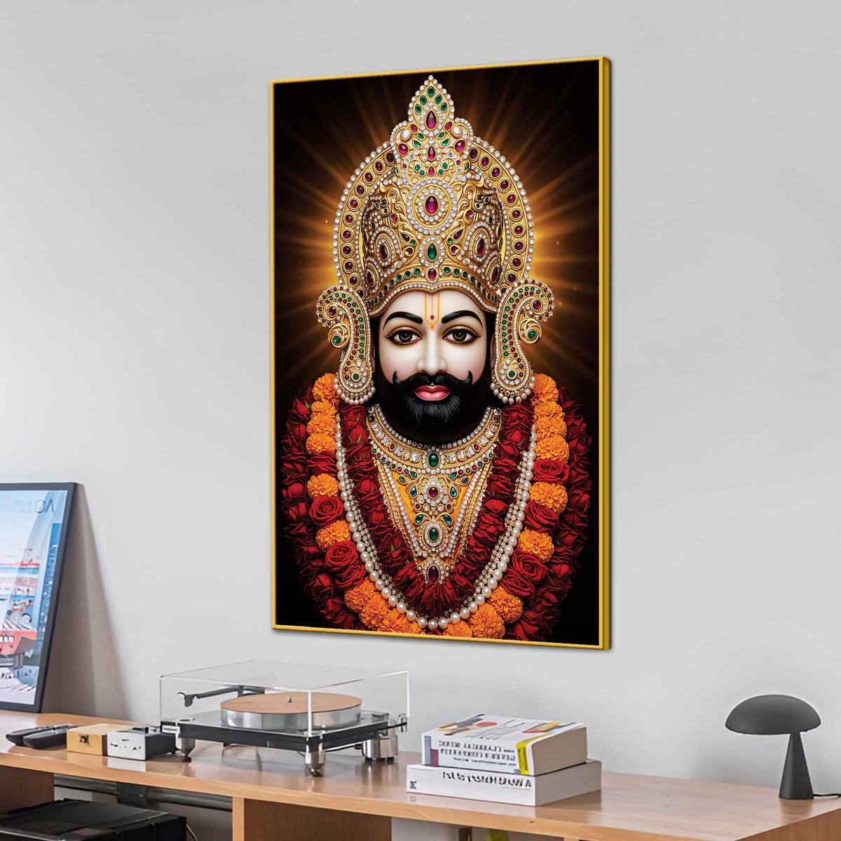 Khatu Shyam Ji Sacred Devotional Canvas Wall Painting | Spiritual Home Decor