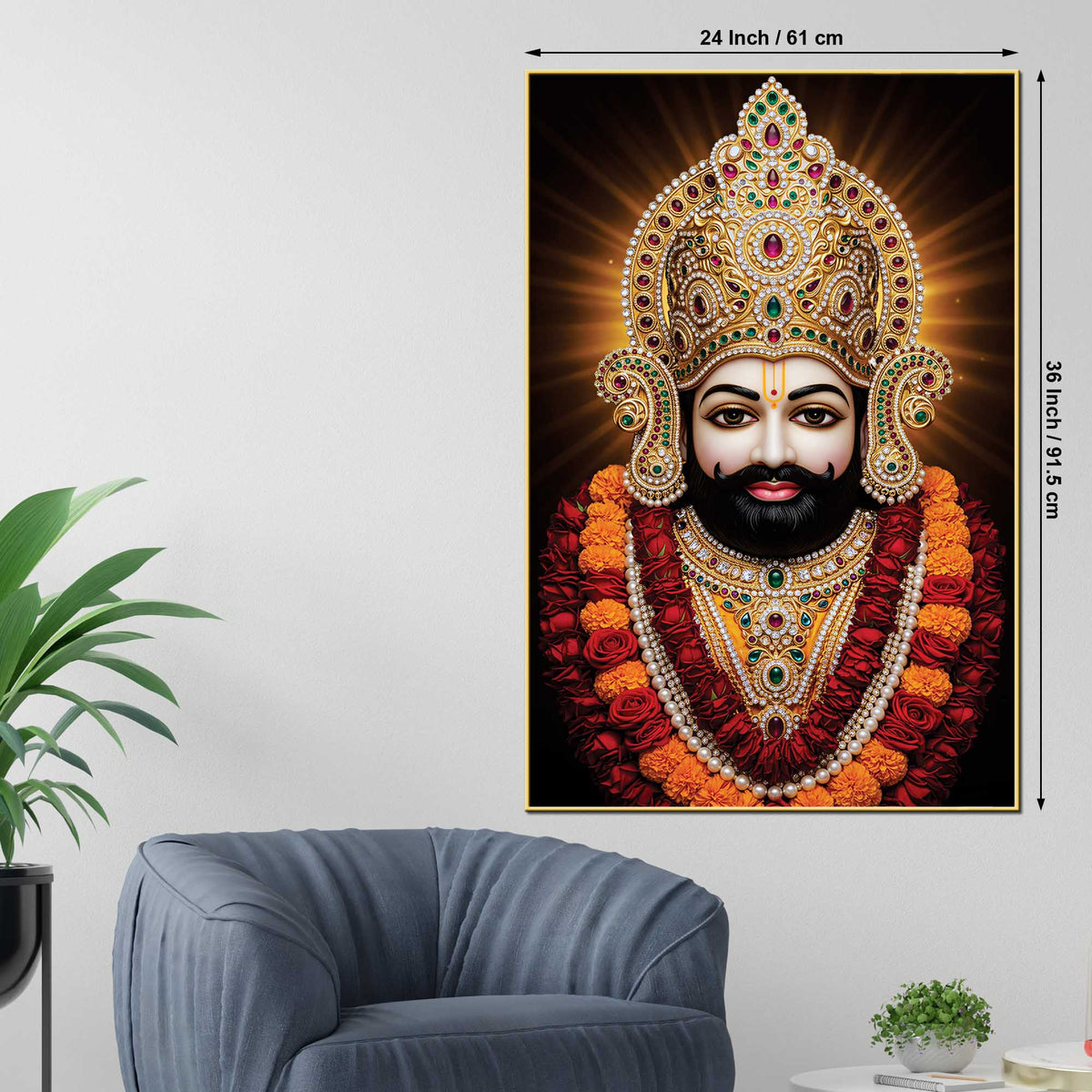 Khatu Shyam Ji Sacred Devotional Canvas Wall Painting | Spiritual Home Decor