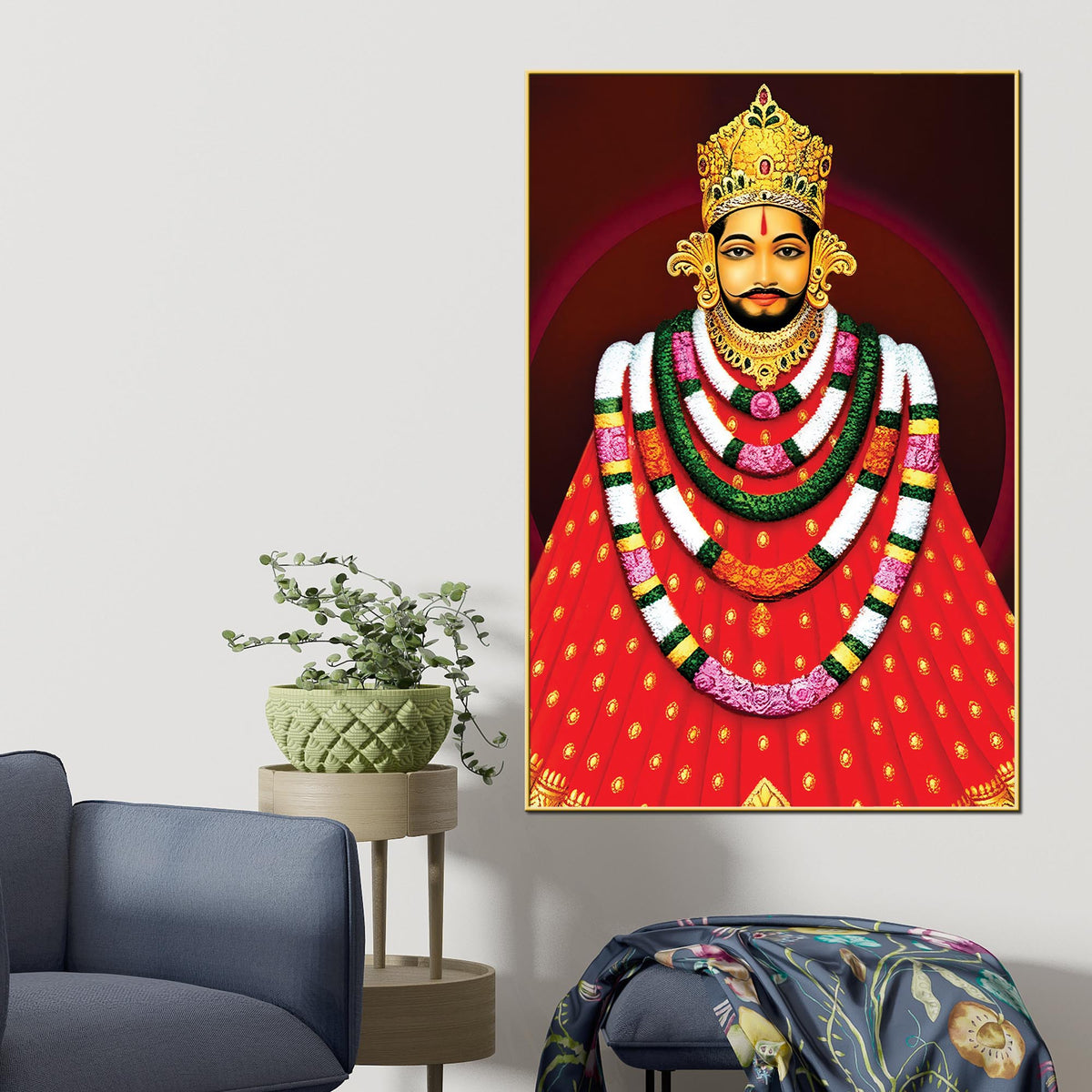 Khatu Shyam Ji Traditional Canvas Painting | Mandir Wall Décor