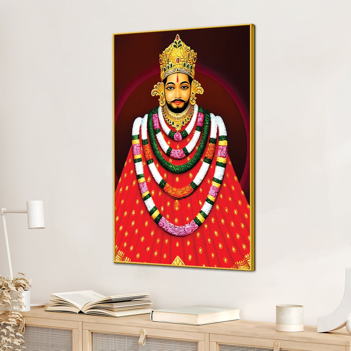Khatu Shyam Ji Traditional Canvas Painting | Mandir Wall Décor
