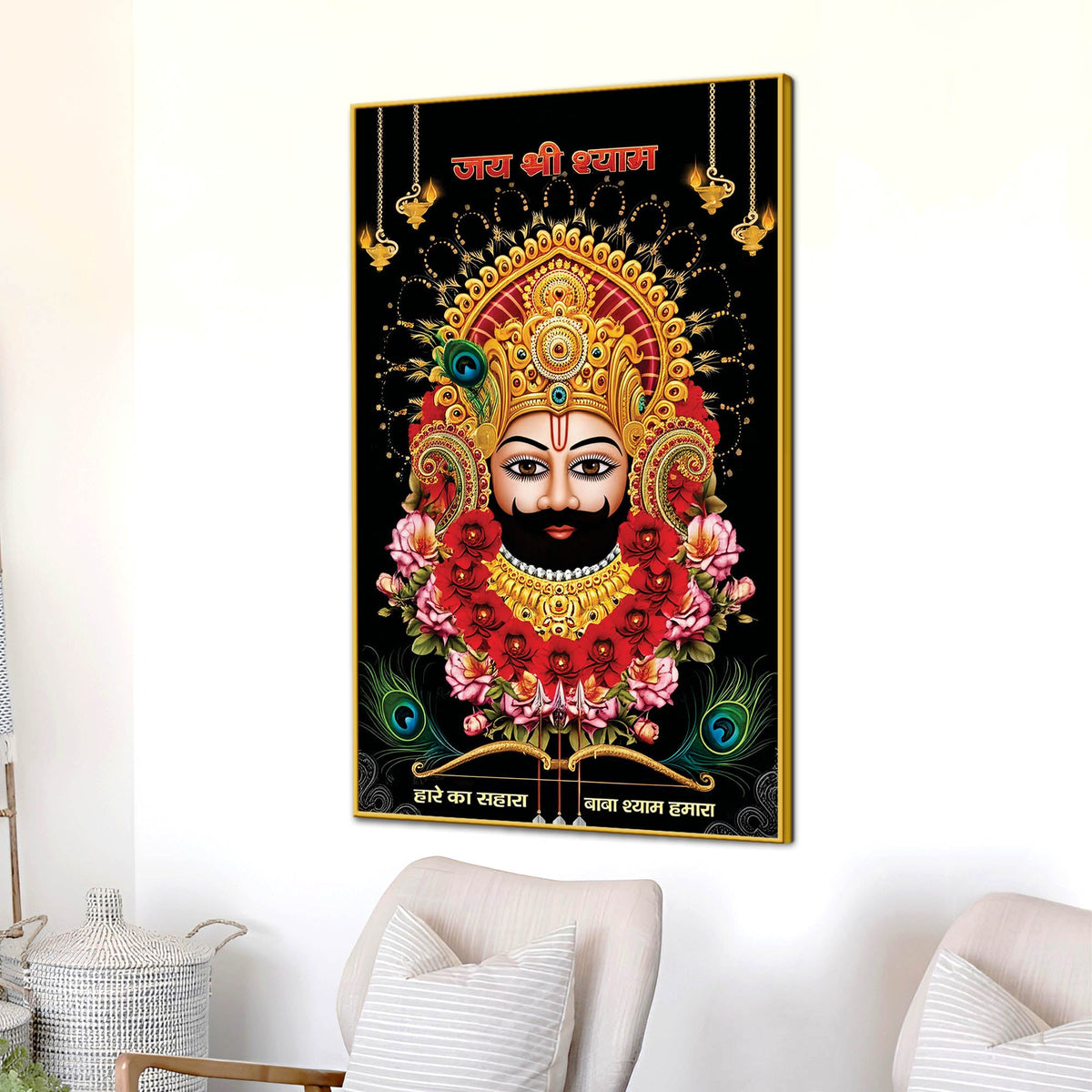 Khatu Shyam Ji Traditional Canvas Painting | Pooja Room Wall Art