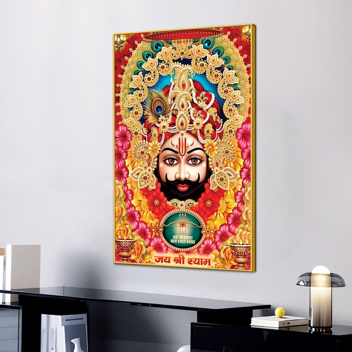 Khatu Shyam Ji Traditional Devotional Canvas Wall Painting | Hindu Wall Art