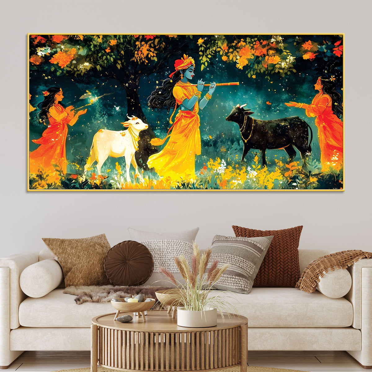 Krishna Gopi Devotional Painting
