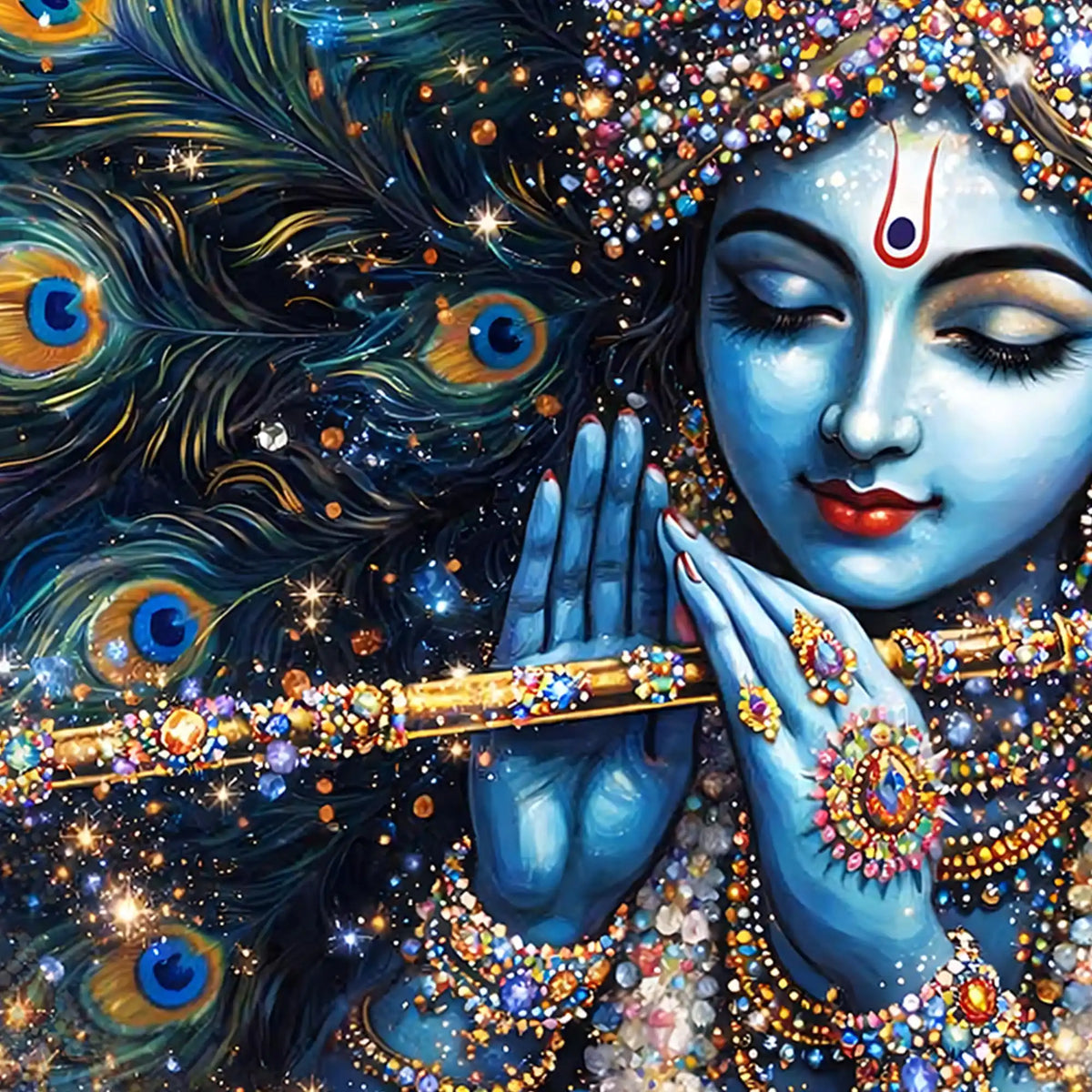 Krishna Playing Bansuri Premium Crystal Glass Painting