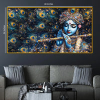 Krishna Playing Bansuri Premium Crystal Glass Painting