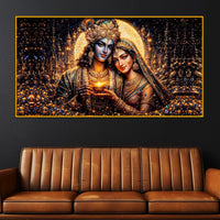 Krishna Radha Luxury Spiritual Wall Crystal Glass Painting