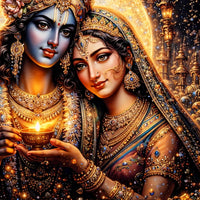 Krishna Radha Luxury Spiritual Wall Crystal Glass Painting