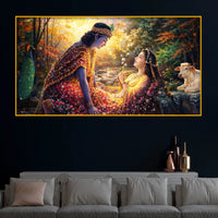 Krishna Radha Moment Crystal Glass Premium Painting