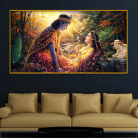 Krishna Radha Moment Crystal Glass Premium Painting