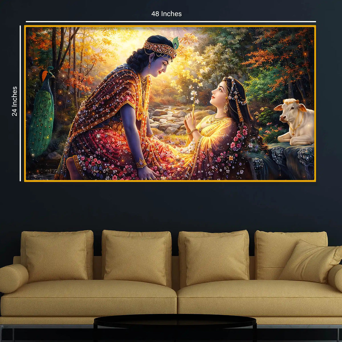 Krishna Radha Moment Crystal Glass Premium Painting