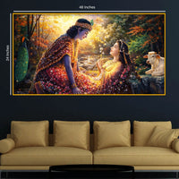 Krishna Radha Moment Crystal Glass Premium Painting