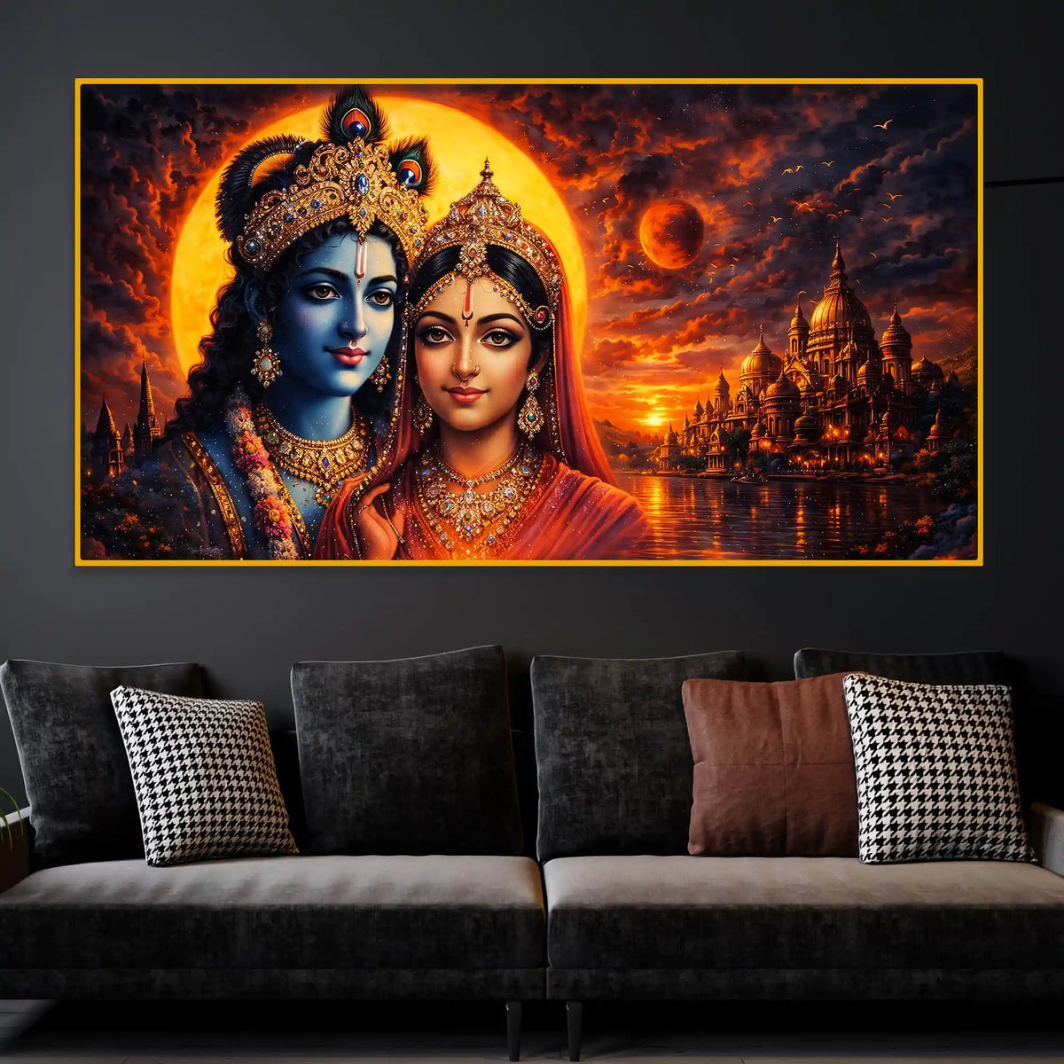 Krishna Radha Premium Crystal Glass Wall Painting