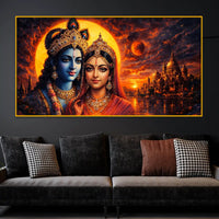 Krishna Radha Premium Crystal Glass Wall Painting