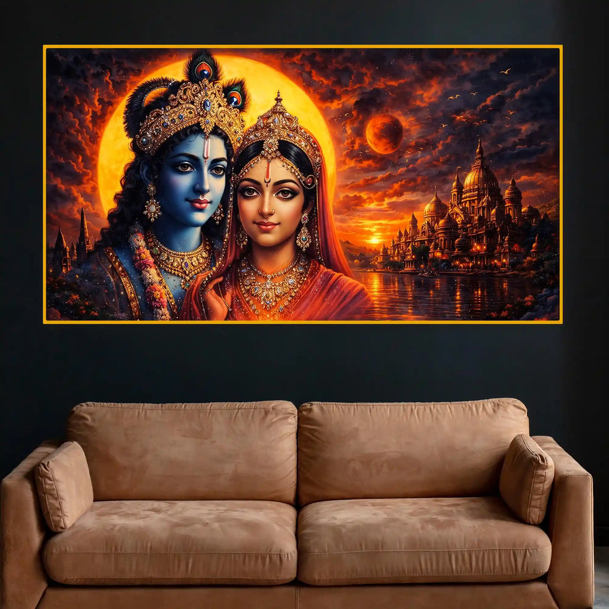 Krishna Radha Premium Crystal Glass Wall Painting