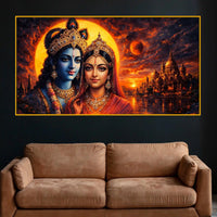 Krishna Radha Premium Crystal Glass Wall Painting