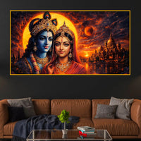 Krishna Radha Premium Crystal Glass Wall Painting