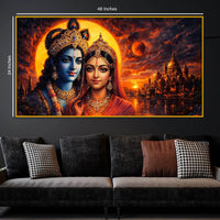 Krishna Radha Premium Crystal Glass Wall Painting