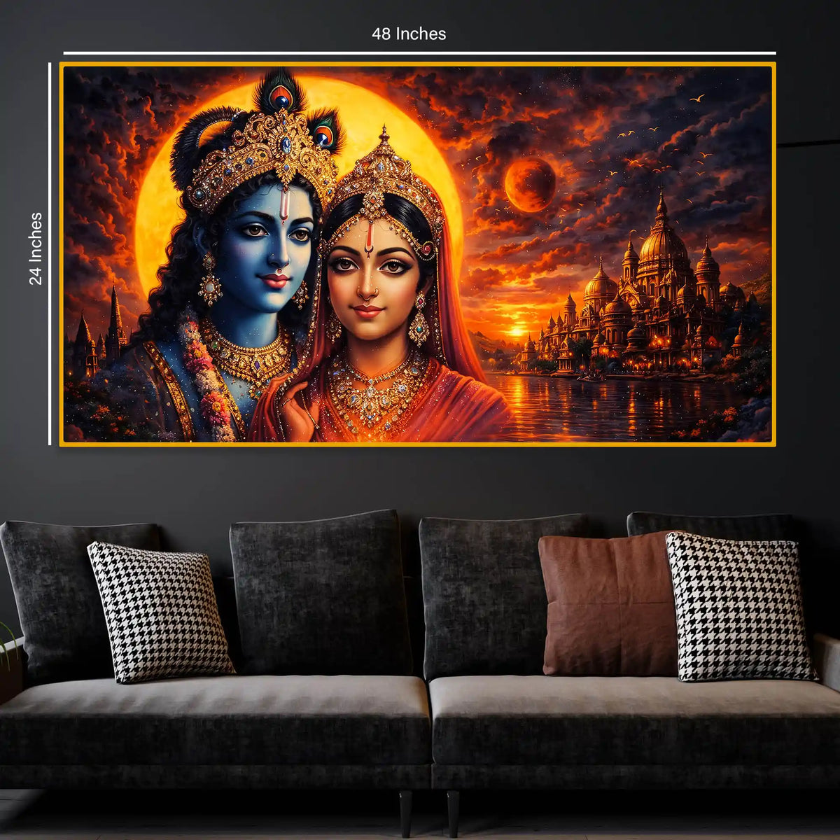 Krishna Radha Premium Crystal Glass Wall Painting