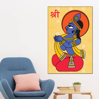 Krishna Religious Canvas Painting | Hindu Spiritual Wall Art