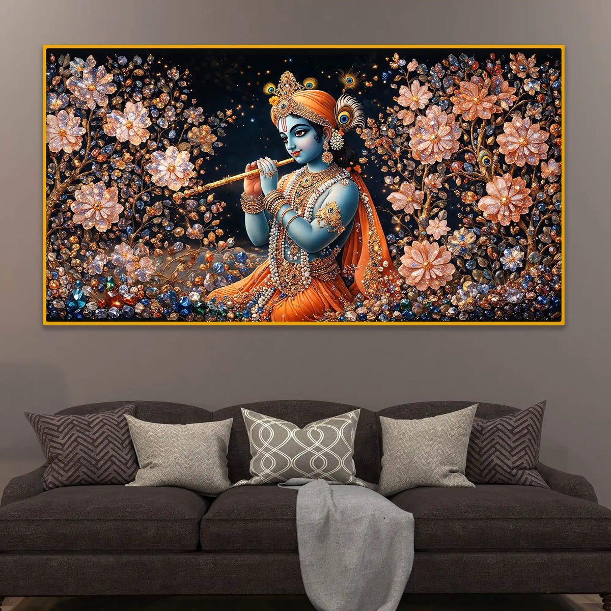 Krishna Royal Look Crystal Glass Painting for Interior Décor