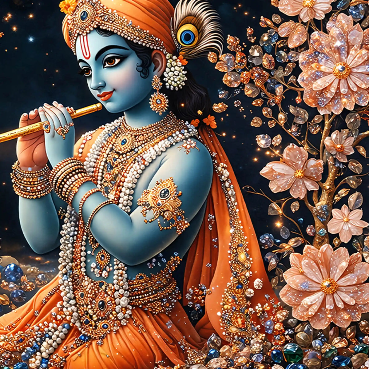 Krishna Royal Look Crystal Glass Painting for Interior Décor