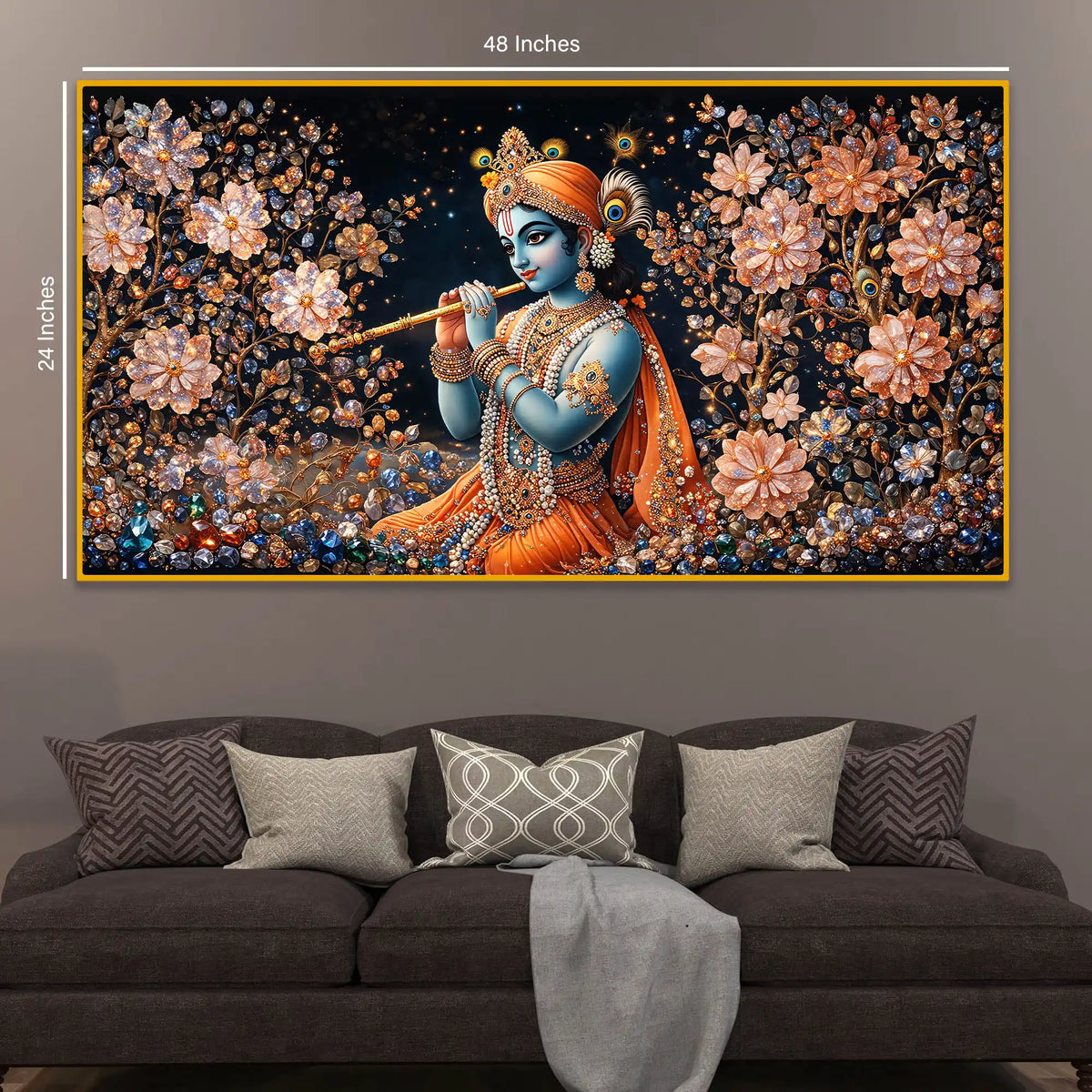 Krishna Royal Look Crystal Glass Painting for Interior Décor