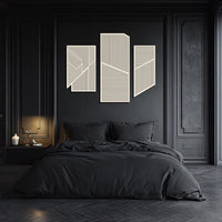 Large 3-Piece Wooden Wall Art with Vertical and Diagonal Slats