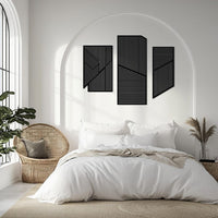 Large 3-Piece Wooden Wall Art with Vertical and Diagonal Slats