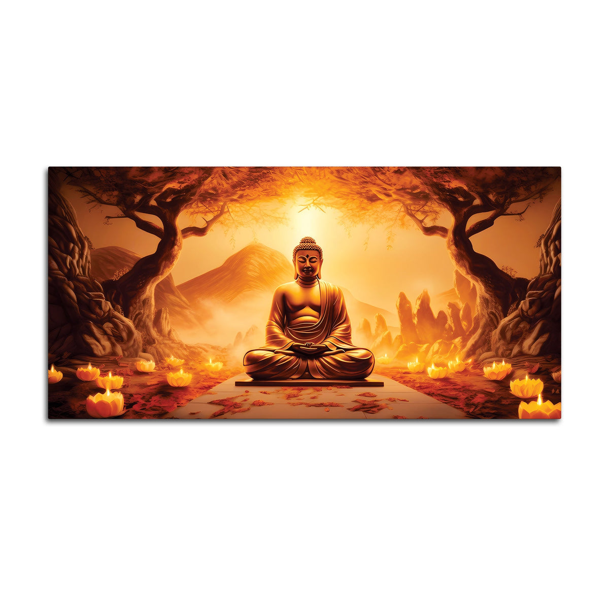 Large Buddha Wall Painting – Elegant Living Room Decor