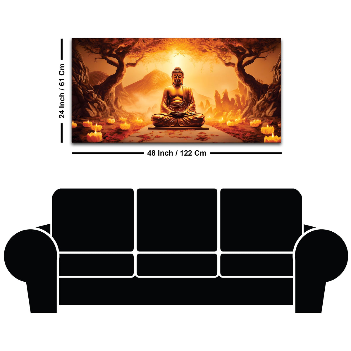 Large Buddha Wall Painting – Elegant Living Room Decor