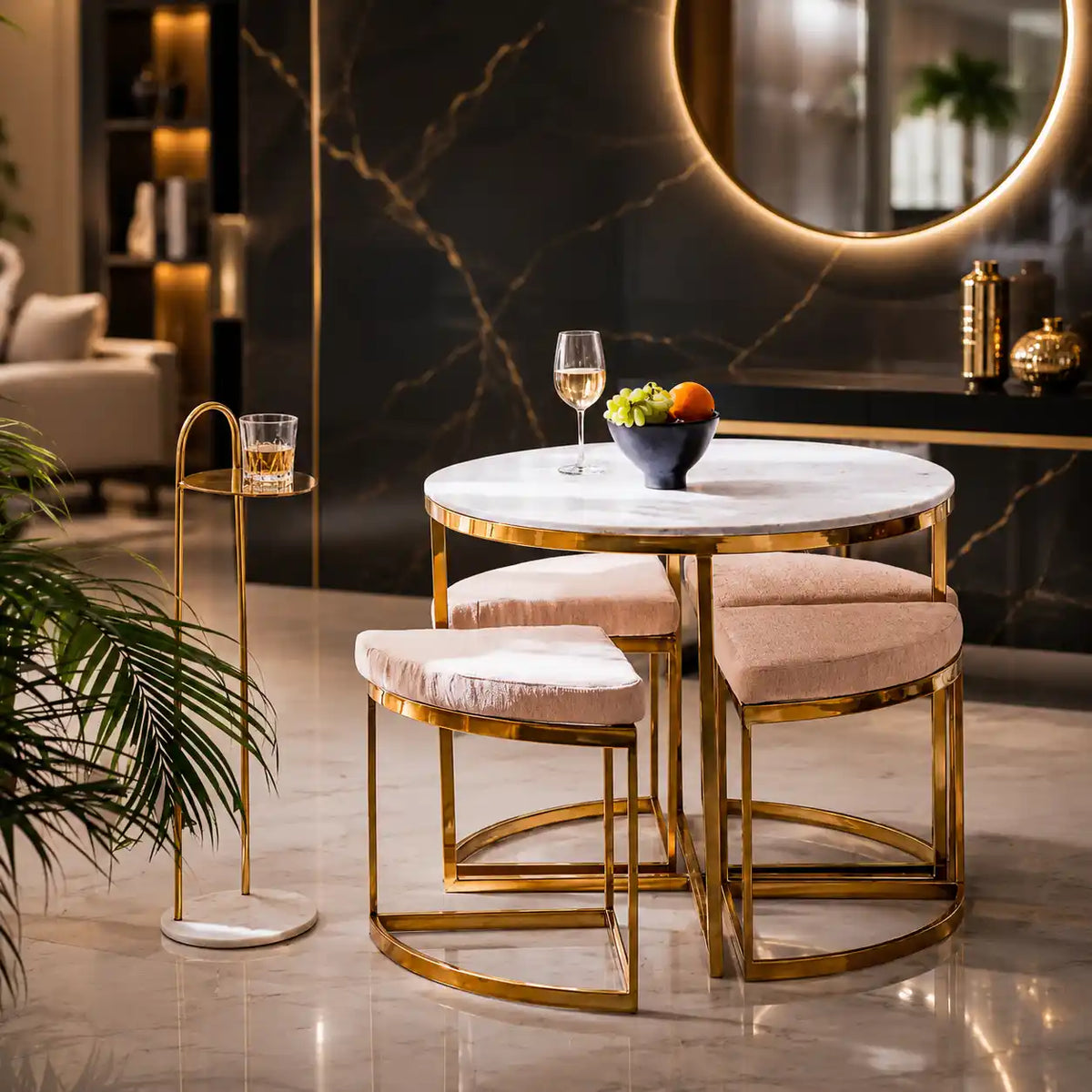 Lavish Center Table with 4 Accent Stools