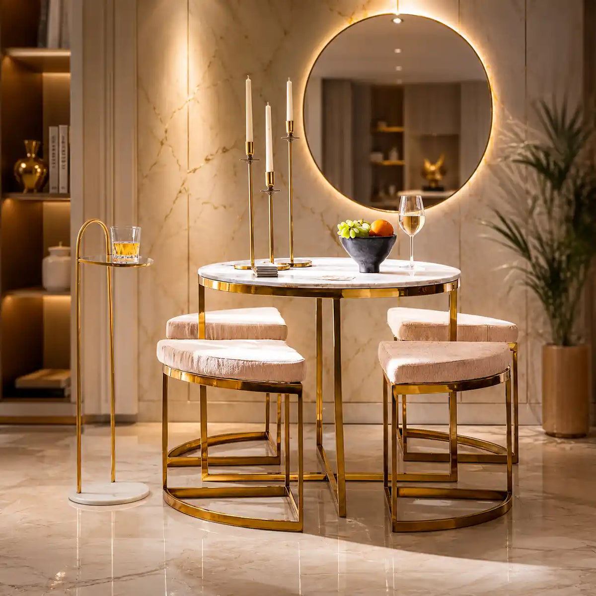 Lavish Center Table with 4 Accent Stools