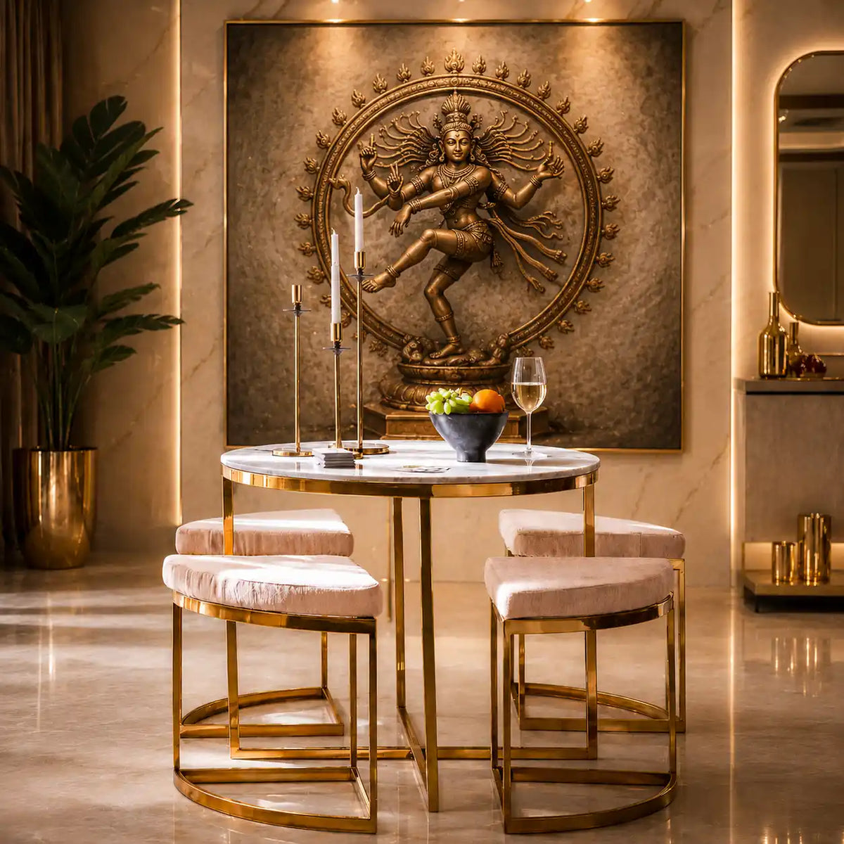 Lavish Center Table with 4 Accent Stools