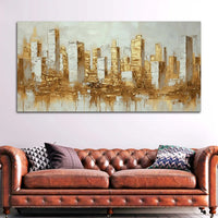 Lavish Golden Cityscape Abstract Canvas Wall Painting for Home & Office
