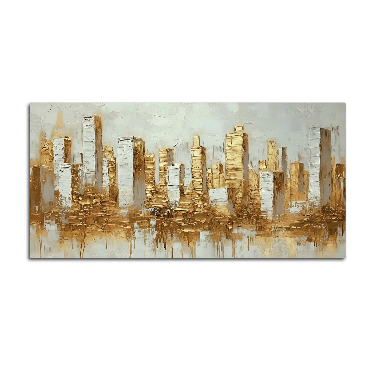 Lavish Golden Cityscape Abstract Canvas Wall Painting for Home & Office