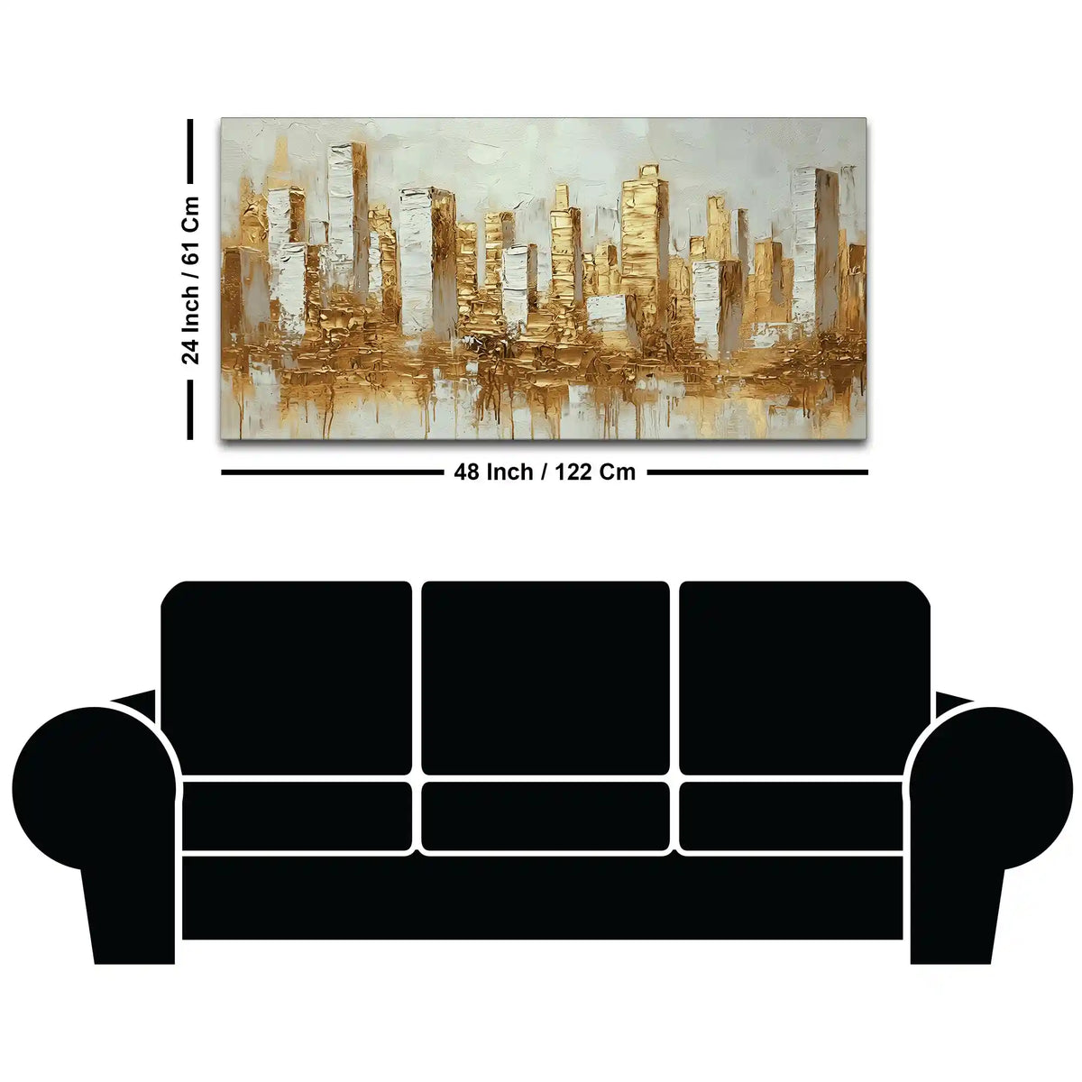 Lavish Golden Cityscape Abstract Canvas Wall Painting for Home & Office