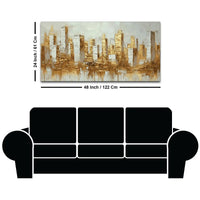 Lavish Golden Cityscape Abstract Canvas Wall Painting for Home & Office