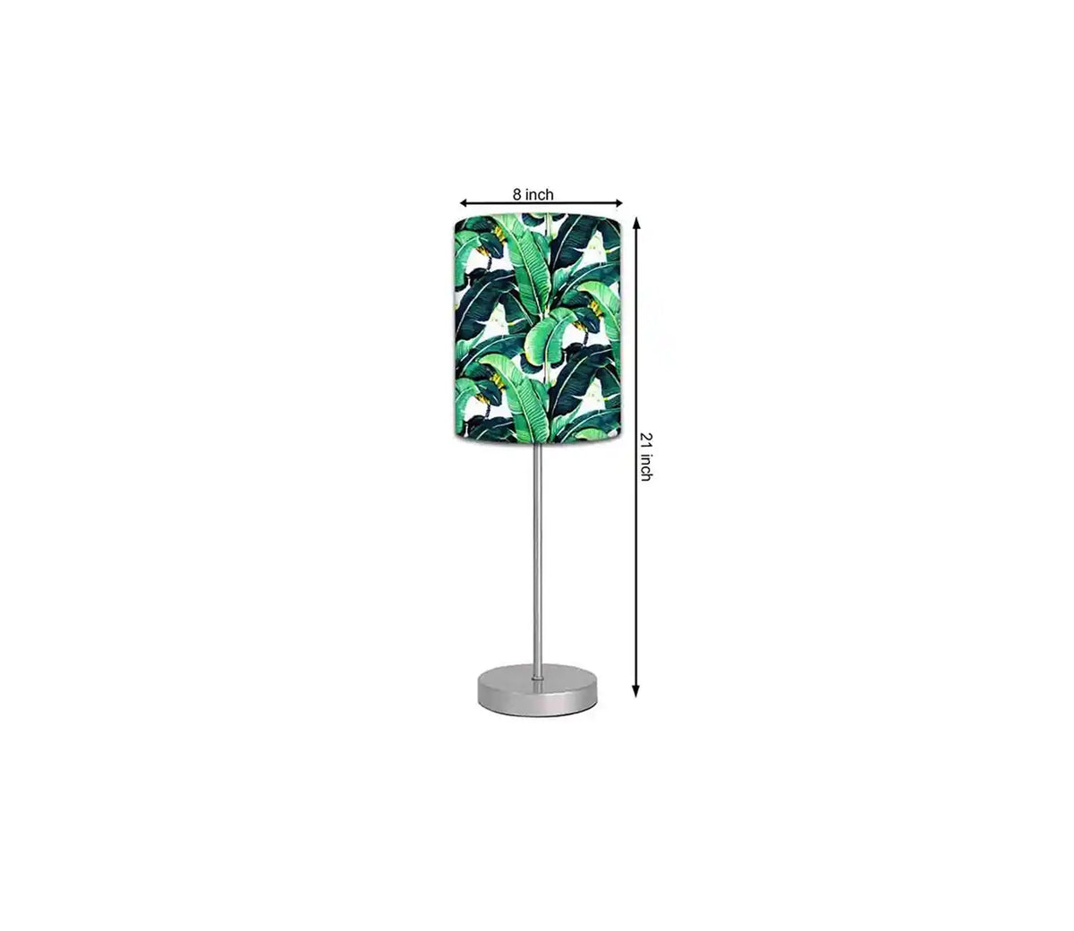Leaf Art Printed Modern Stainless Steel Metal Finish Table Lamp