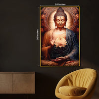 Life of Meditation Buddha Framed Crystal Glass Painting