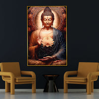 Life of Meditation Buddha Framed Crystal Glass Painting