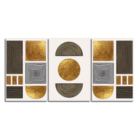 Line Art Golden Shapes Wall Painting of 3 Pieces