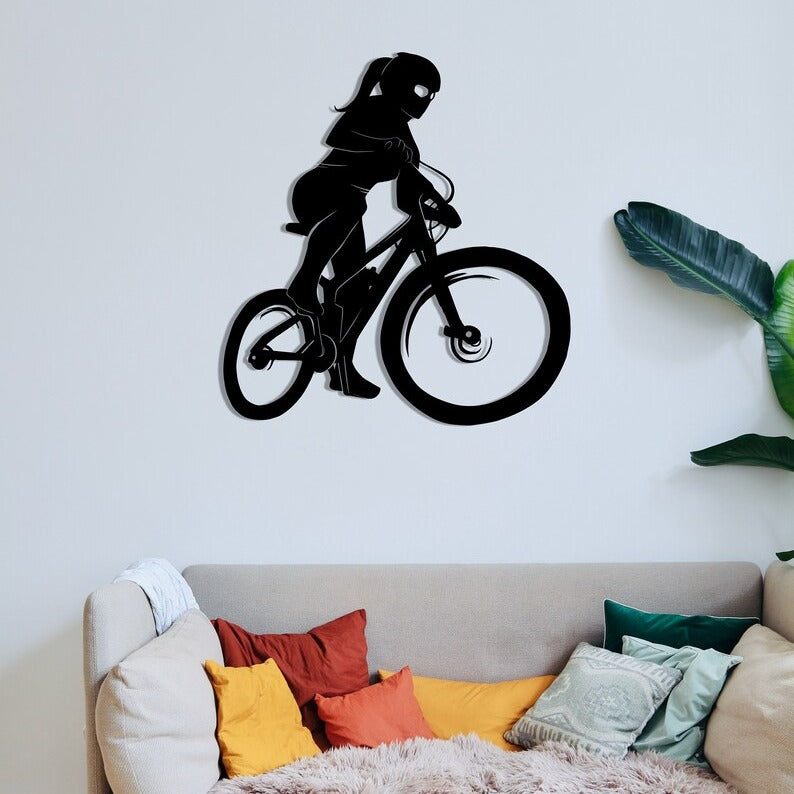 Little Girl Bicycle Metal Wall Art for Home Decor