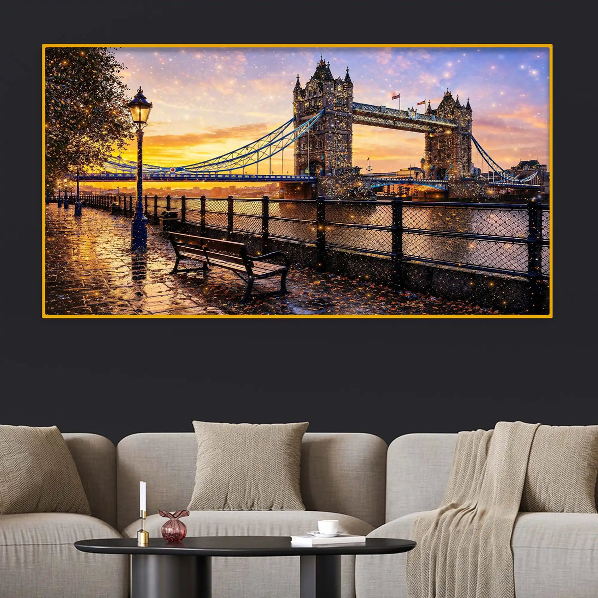 London Tower Bridge Sunset Crystal Glass Wall Painting