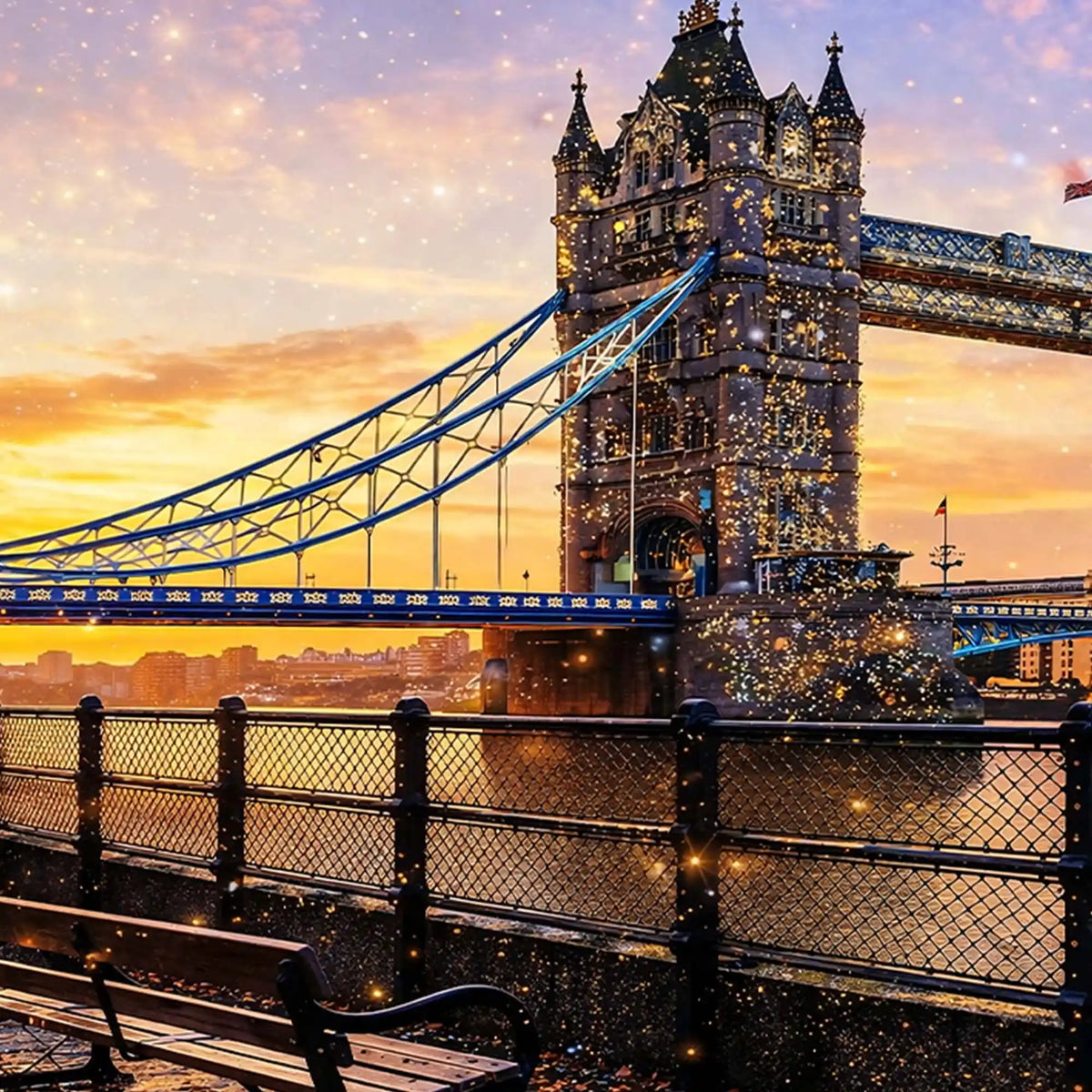 London Tower Bridge Sunset Crystal Glass Wall Painting