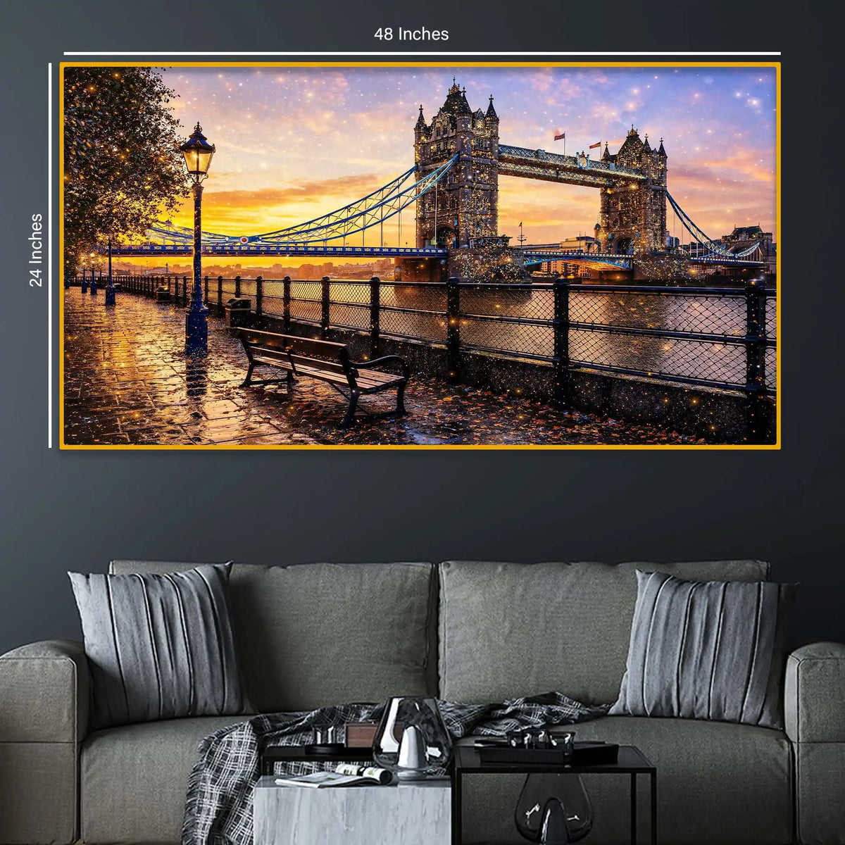 London Tower Bridge Sunset Crystal Glass Wall Painting